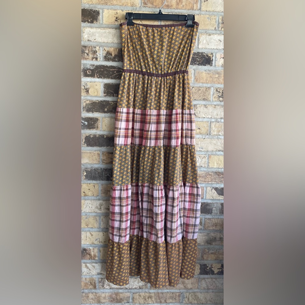 Anthropologie Scrapbook Originals‎ Boho Cottage Core Strapless Maxi Dress Medium